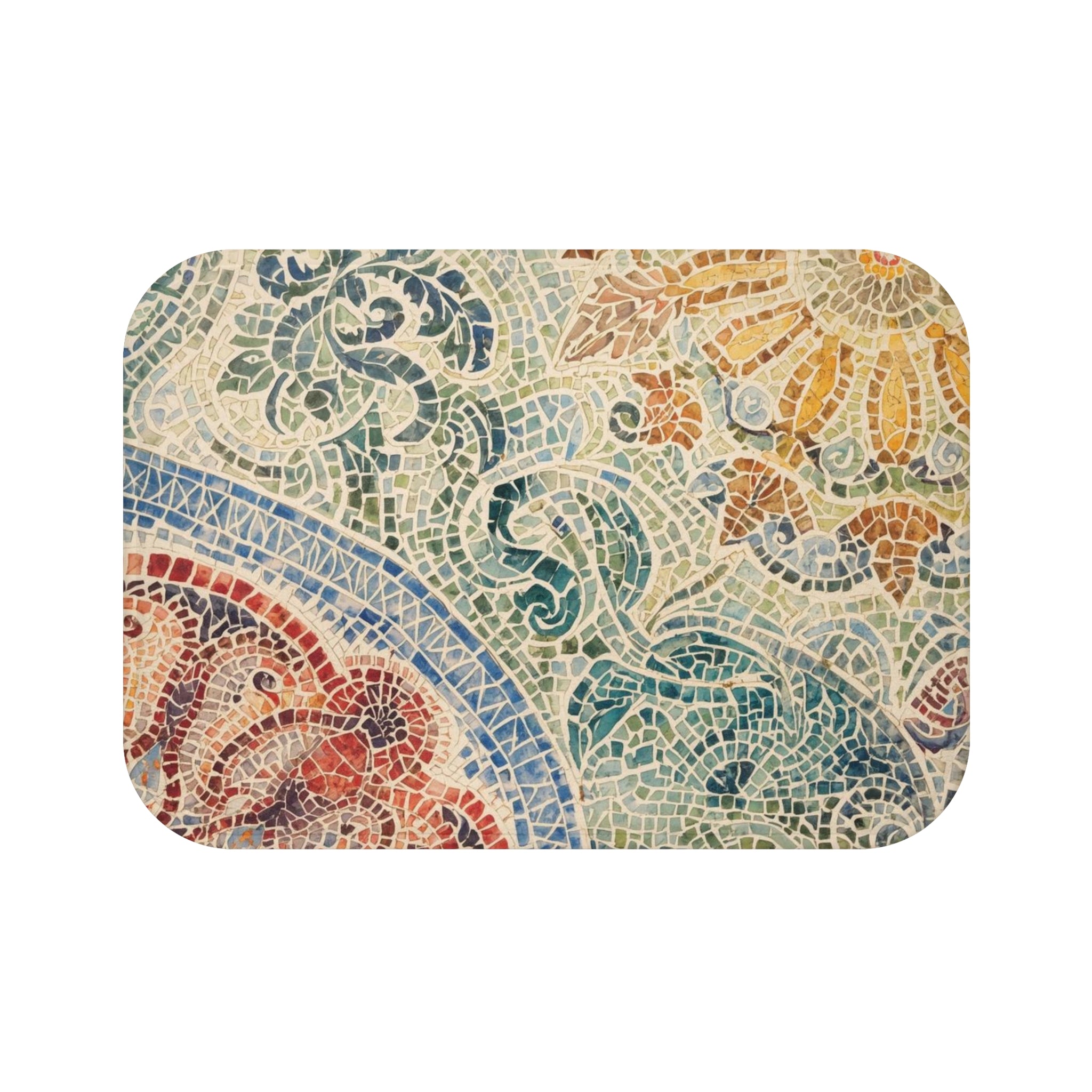 Vibrant Mosaic Memory Foam Bath Mat Bohemian Decor - Rosetta Creative Boutique